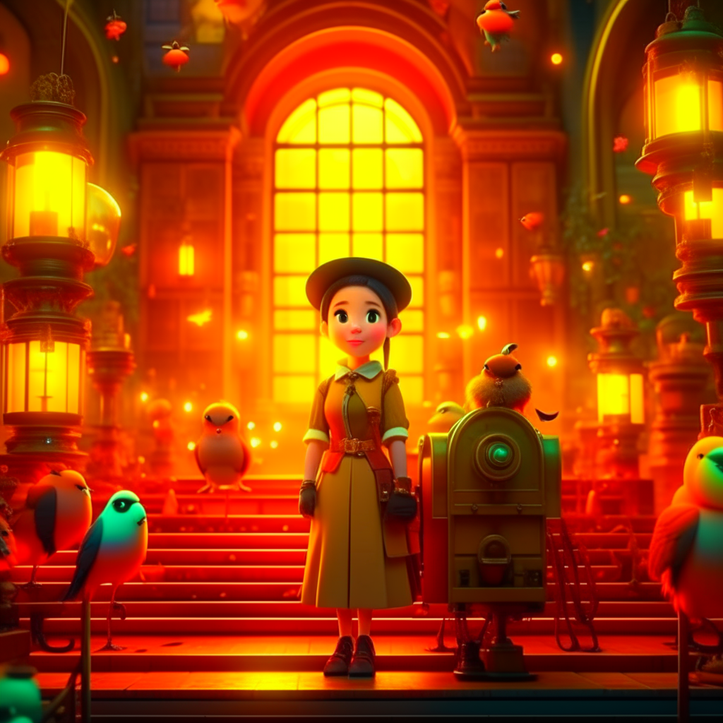 "The beautiful bird had raised her chicks, taught them how to fly, how to hunt, how to survive. She had watched them grow and leave the nest, one by one, until she was alone again.". steampunk, HQ, cinematic lighting, Crayon Shin-chan style