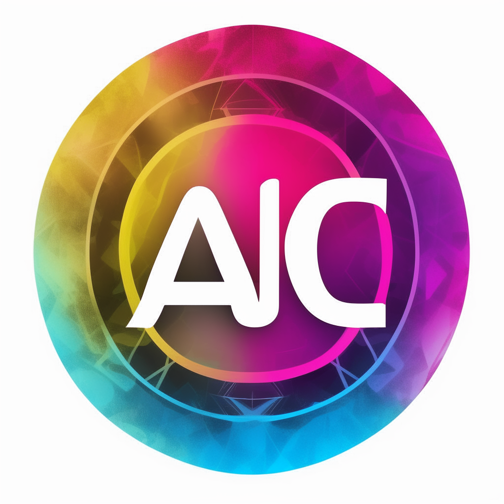 a hyper-realistic multi-colored logo incorporating the letters AIC