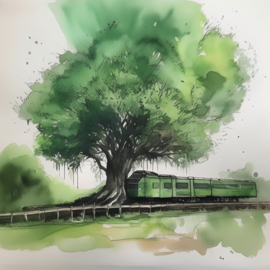 Un arbre en train de pousser, aquarelle verte pleine d'espoir pour l'avenir