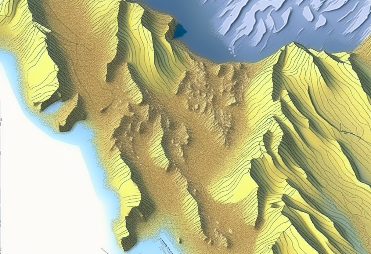 carte topographique détaillée d'une chaîne de montagnes