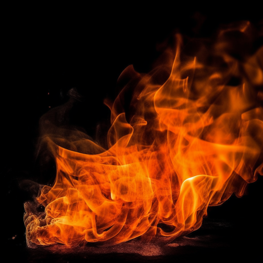 Fire isolated on solid black background, extremely detailed and intricate flames, award-winning photograph