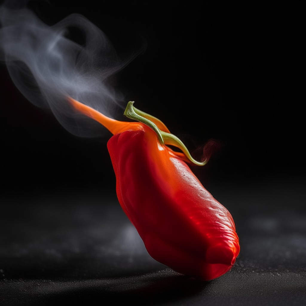 a photo of a second steaming hot red chili pepper