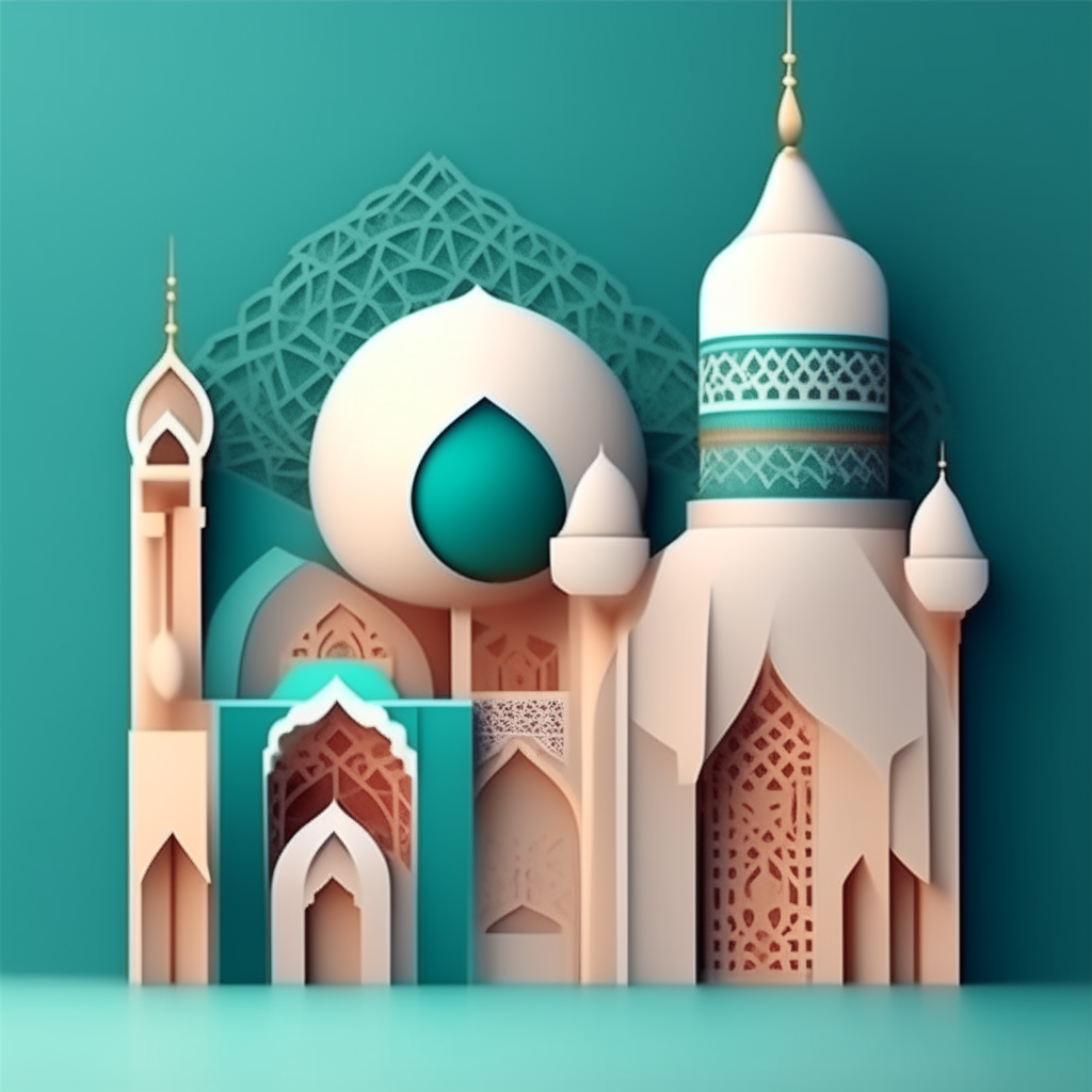 Modern 3D greeting card Islamic holiday banner suitable for Ramadan, Raya Hari, Eid al-Adha and Mawlid.