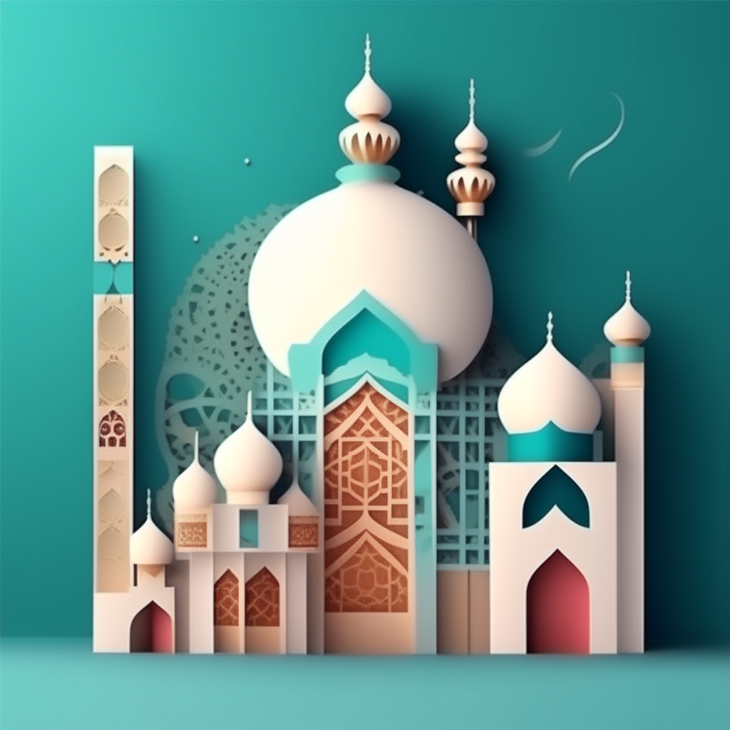Modern 3D greeting card Islamic holiday banner suitable for Ramadan, Raya Hari, Eid al-Adha and Mawlid.