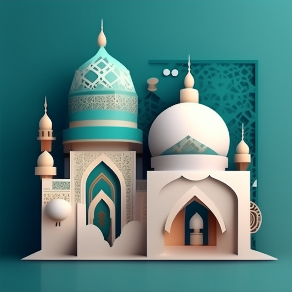 Modern 3D greeting card Islamic holiday banner suitable for Ramadan, Raya Hari, Eid al-Adha and Mawlid.