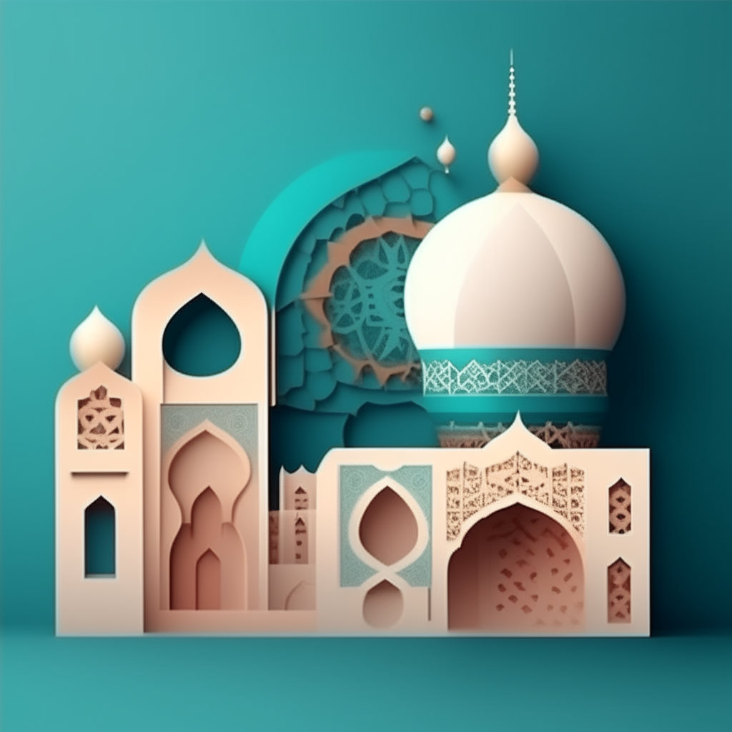 Modern 3D greeting card Islamic holiday banner suitable for Ramadan, Raya Hari, Eid al-Adha and Mawlid.