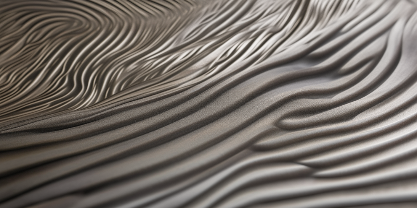 Close-up of striations reveal fine control sculpting an elaborate pattern on a steel sheet