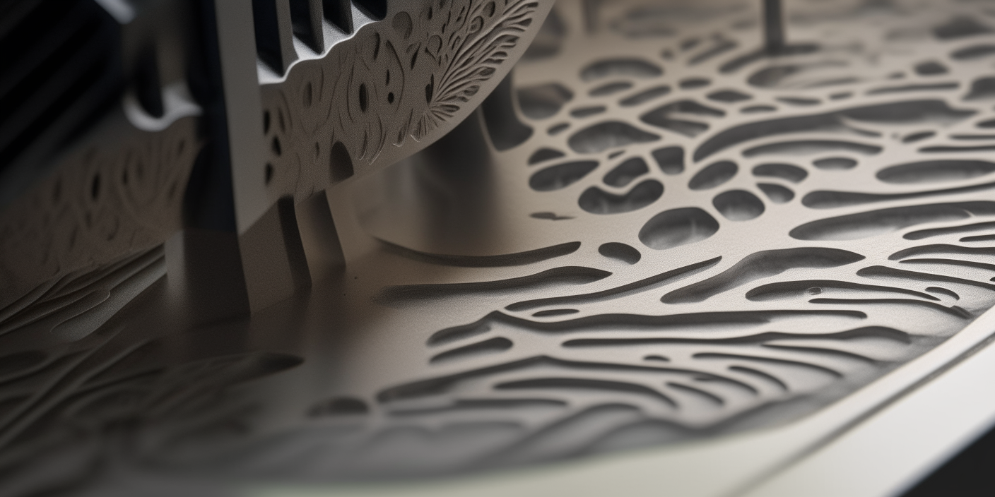 Intricate designs take shape through microscopic striations, merging elements from different cutting techniques