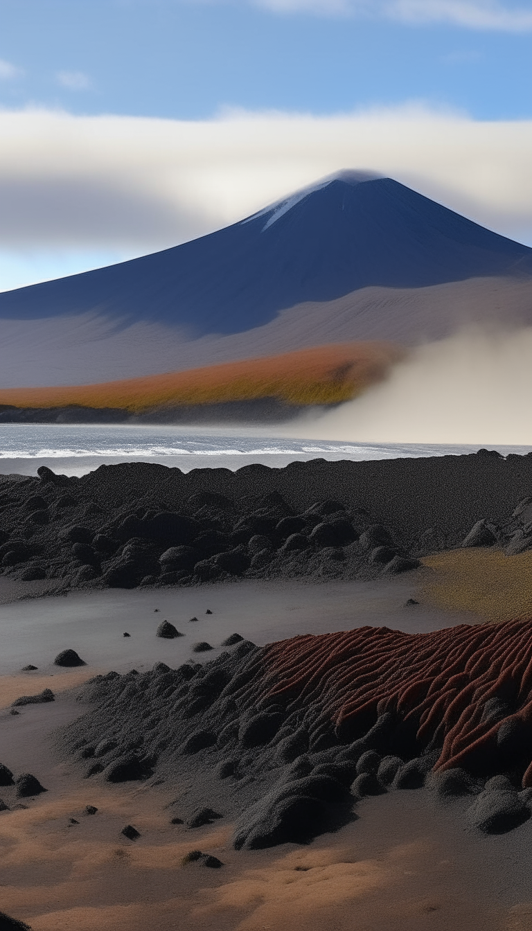 Rugged black sand beaches and volcanic landscapes in Tongariro National Park