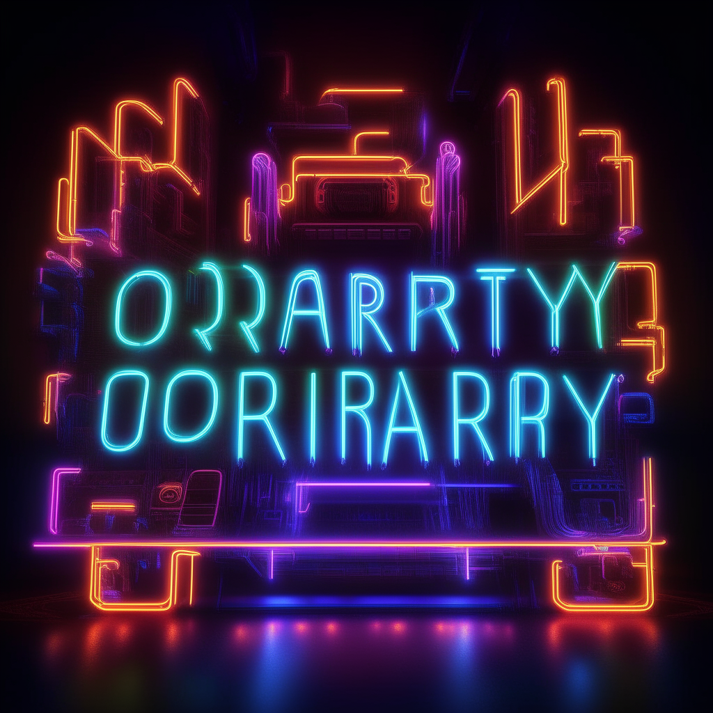 The words 'Ordinary Technology' in a retrofuturistic cyberpunk font made of glowing neon lights against a dark background, 4K resolution