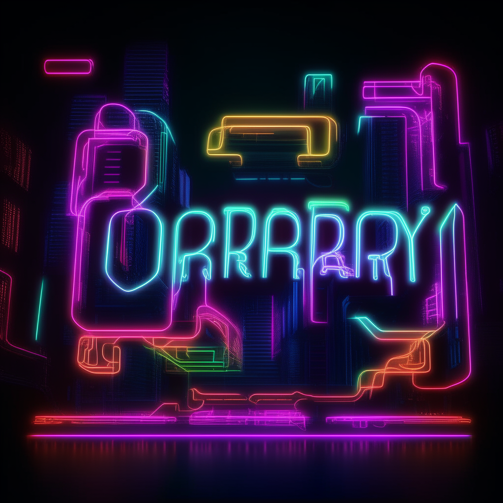 The words 'Ordinary Technology' in a stylized neon cyberpunk font with glowing outlines against a dark background, 4K resolution