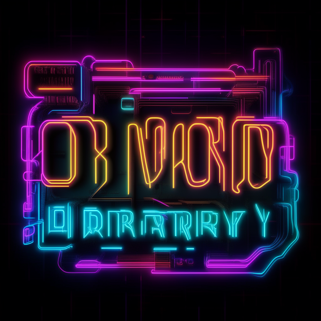 The words 'Ordinary Technology' in a stylized neon cyberpunk font with glowing outlines against a dark background, 4K resolution