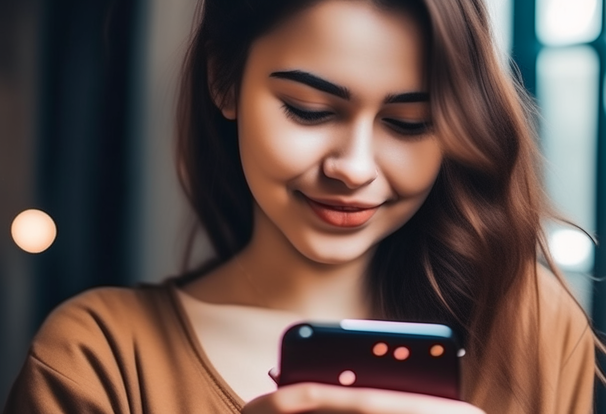 Una chica con coletas sosteniendo un phone


