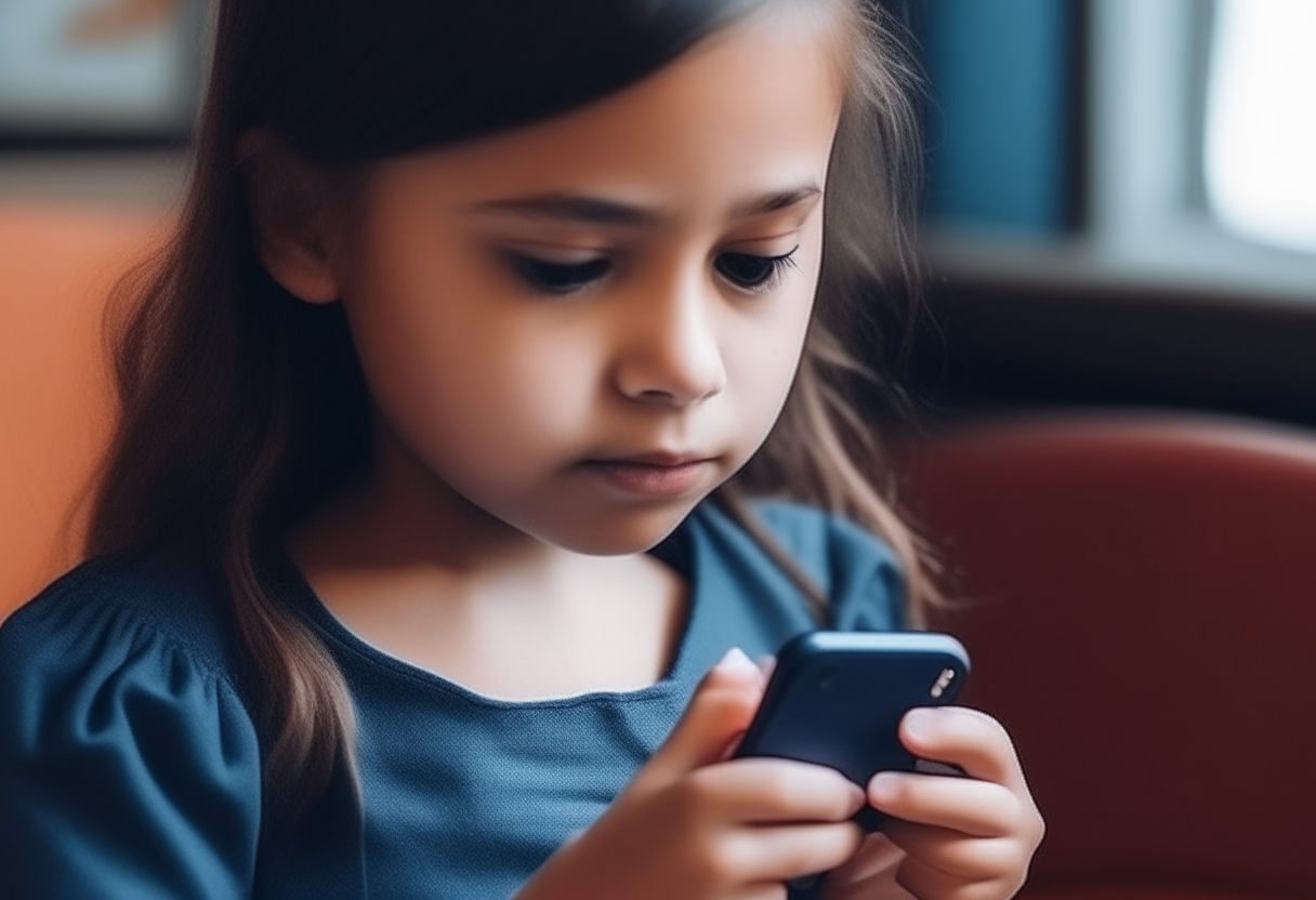 Una niña  con coletas sosteniendo un phone


