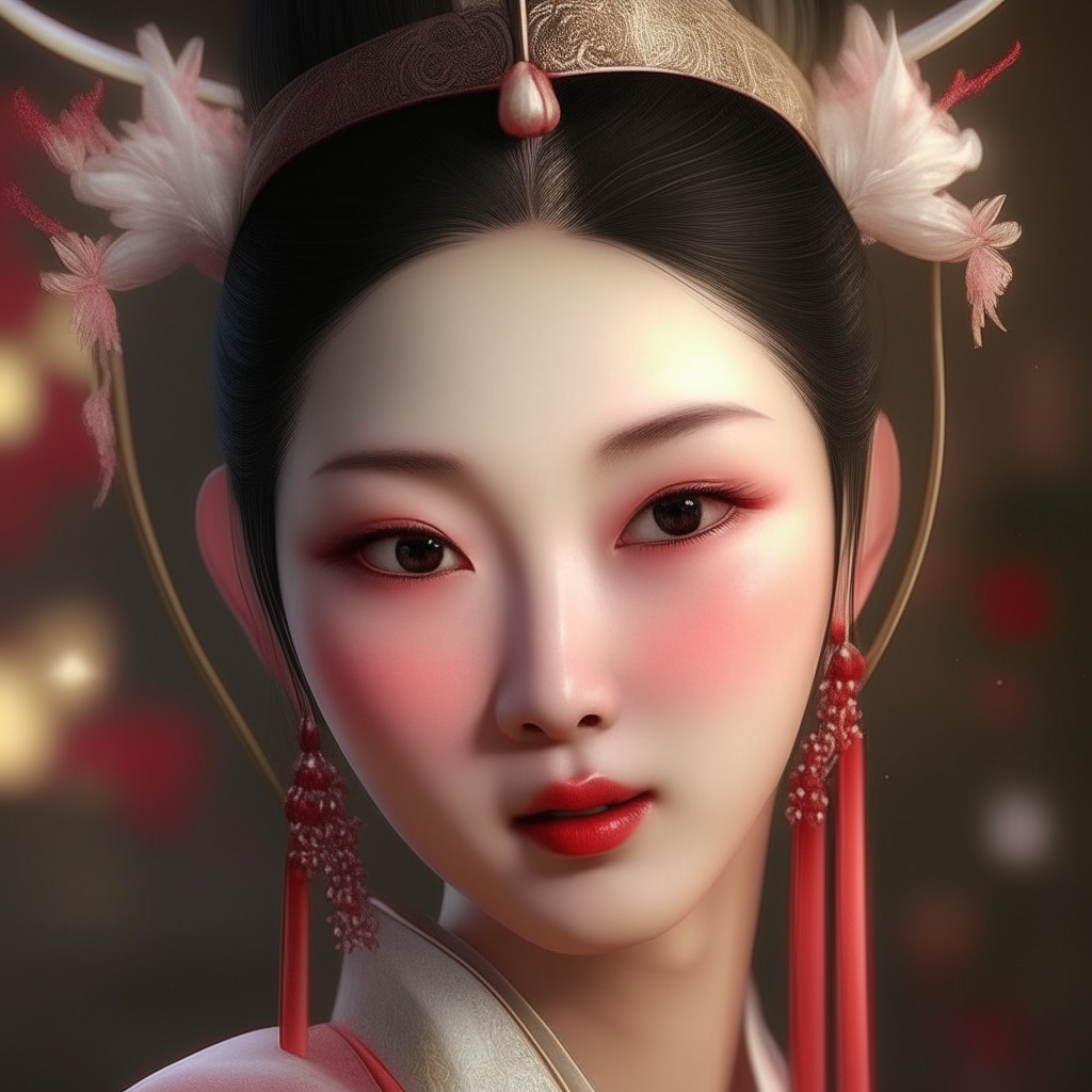 You can see the detailed and realistic Chinese fairy characters with clear skin pores and texture, a Chinese fairy in gorgeous 