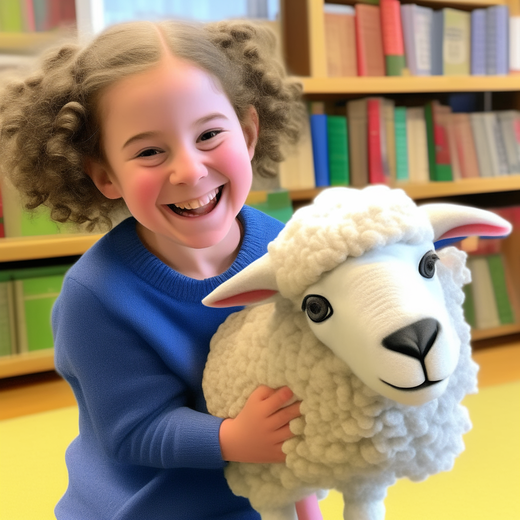 Mary's little lamb makes children laugh and play in school that day