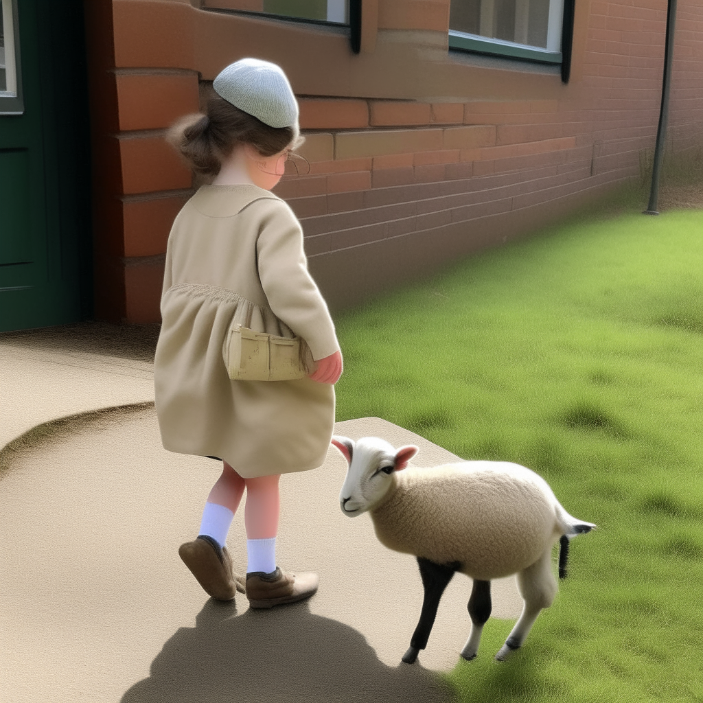 Mary leaves school, finds little lamb still waiting there