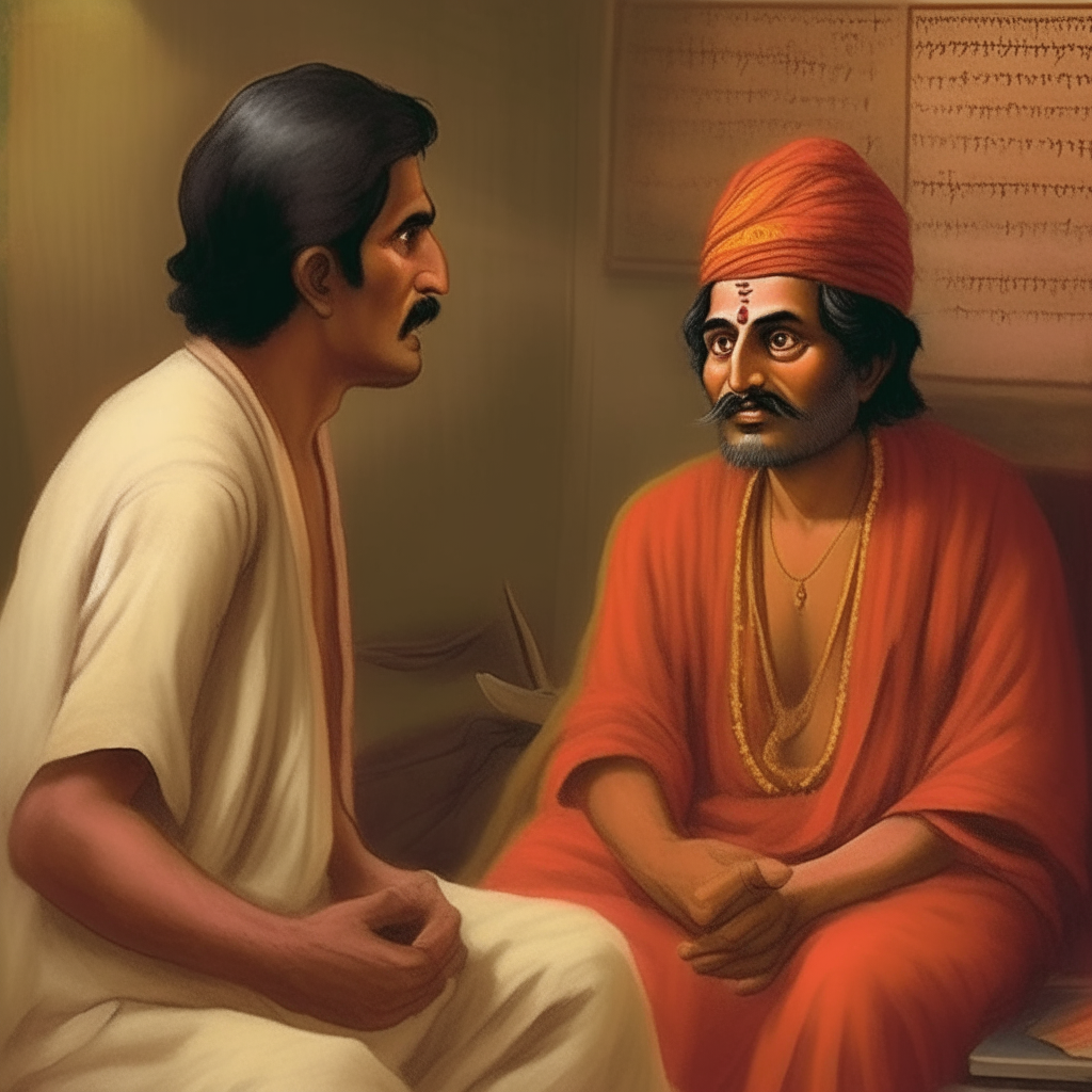 Om Shastri: The captive being interrogated. He is described as calm and courageous, despite being under the influence of drugs. Om Shastri claims to have various identities from mythological times, including Vidur, Sushen, and Vishnu Gupt. His responses perplex the interrogators and spark debate among them.