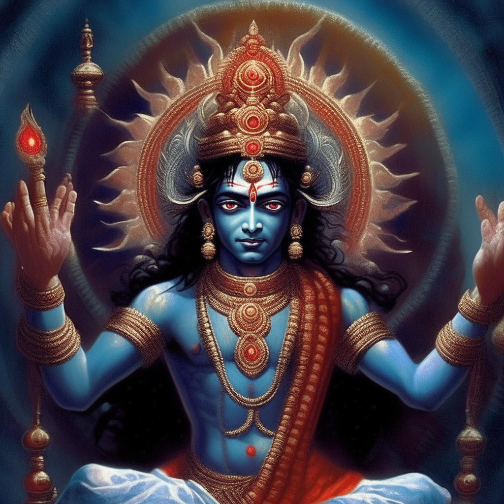 Kalki is believed to be the final avatar of the Hindu god Vishnu, who is expected to appear at the end of the current age, known as the Kali Yuga, to restore righteousness and order in the world. The concept of Kalki avatar is primarily mentioned in Hindu scriptures such as the Puranas, particularly the Vishnu Purana and the Bhagavata Purana.

In terms of physical appearance, Kalki is described differently in various texts and interpretations. However, common depictions include:

1. **Radiant Appearance:** Kalki is often described as having a radiant or divine appearance, symbolizing purity and transcendence.

2. **Mounted on a White Horse:** One of the most consistent features of Kalki's depiction is that he will arrive riding a white horse. This horse is sometimes referred to as Devadatta, and it represents divine grace and swiftness.

3. **Holding a Sword:** Kalki is often depicted carrying a sword, which symbolizes his role as a warrior who destroys evil forces and restores righteousness.

4. **Golden Skin:** Some interpretations describe Kalki as having golden or luminous skin, signifying his divine nature.

5. **Wearing Royal Attire:** Kalki is often depicted wearing royal attire, which reflects his status as a divine king who establishes a new era of righteousness and prosperity.

6. **Crown and Ornaments:** He may be depicted wearing a crown and other divine ornaments, emphasizing his divine authority and power.

7. **Symbolism of Time:** Kalki's appearance is also associated with the concept of time and the cyclical nature of the universe. His arrival marks the end of one cosmic cycle and the beginning of a new one.

It's important to note that interpretations of Kalki's physical appearance may vary across different Hindu traditions and texts. The emphasis is often placed more on his divine attributes and the role he plays in cosmic renewal rather than specific physical features.