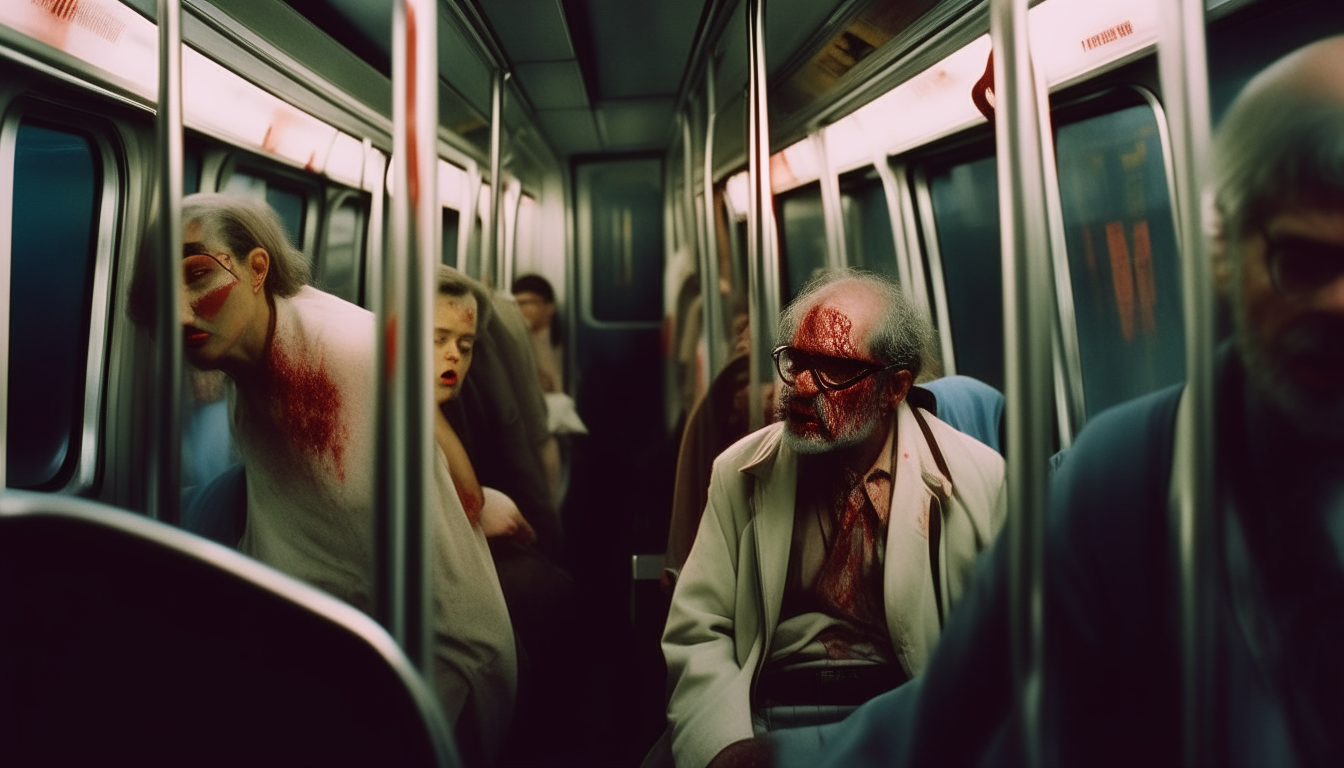 Zombies  on a subway train