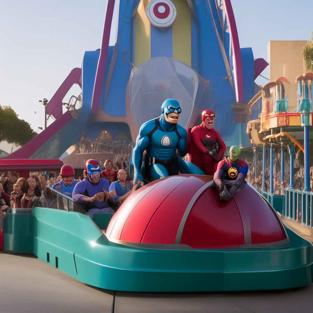 Avengers riding on Pixar pier in disneyland