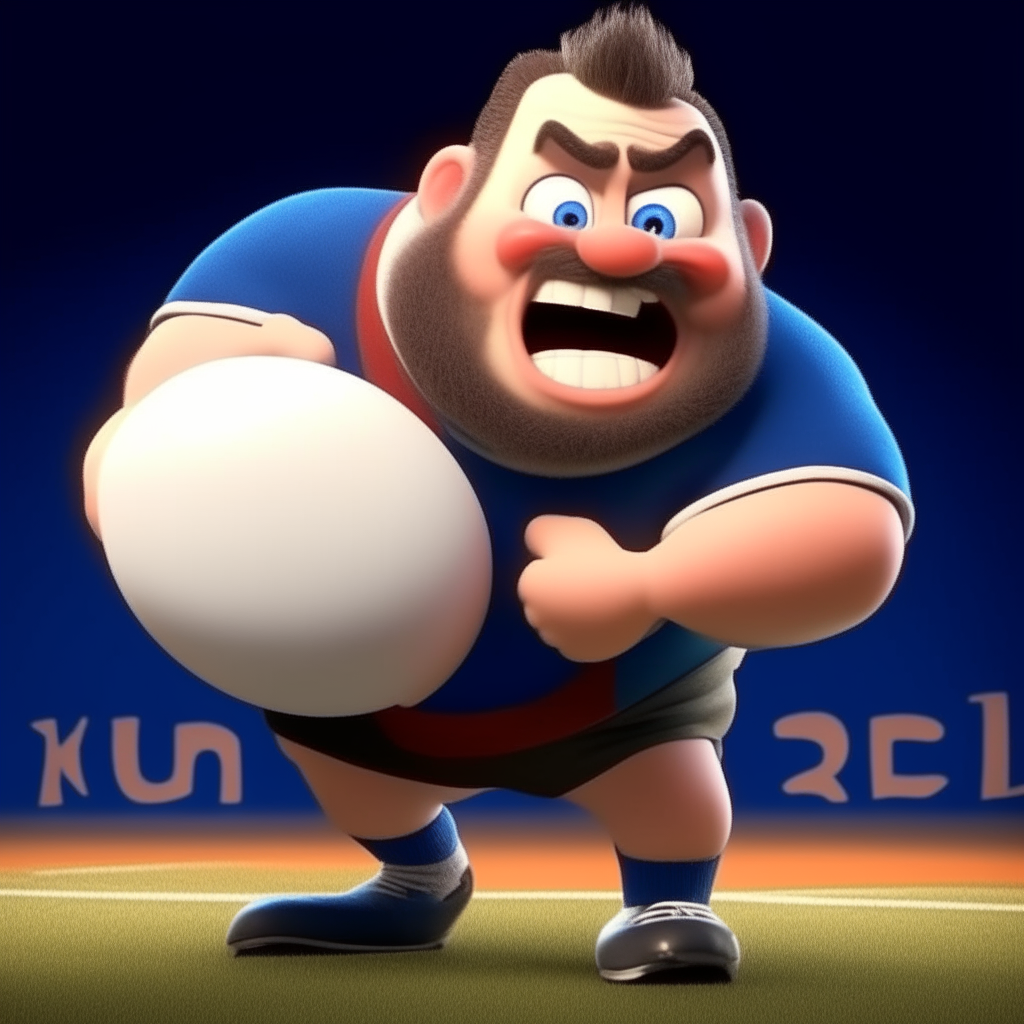 un personaje de estilo Pixar sosteniendo una pelota de rugby basado en la imagen #9