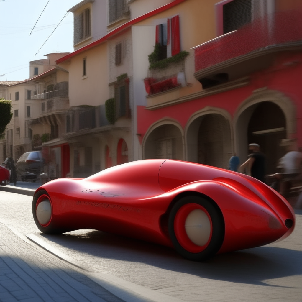 Un auto rojo de estilo Pixar recorriendo una curva cerrada en Mónaco a alta velocidad, con su elegante carrocería cortando el aire y el rugido de su motor resonando a través de las sinuosas calles