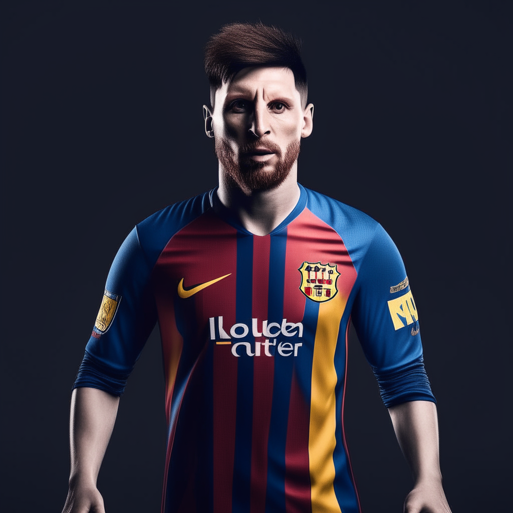 create messi scoring a goal wearing a barcelona shirt

