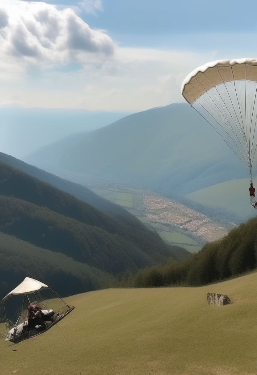 scendere dai lati di una montagna con un parapendio e un panorama mozzafiato