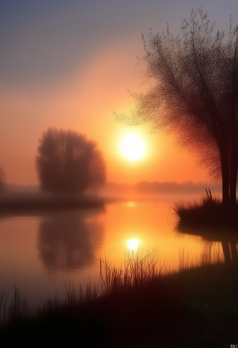  a serene sunrise scene.