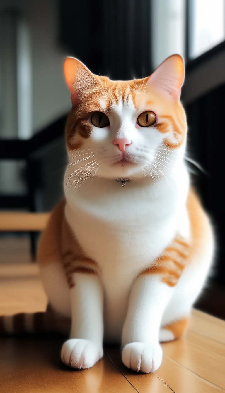 An image a cute orange and white cat sitting down
