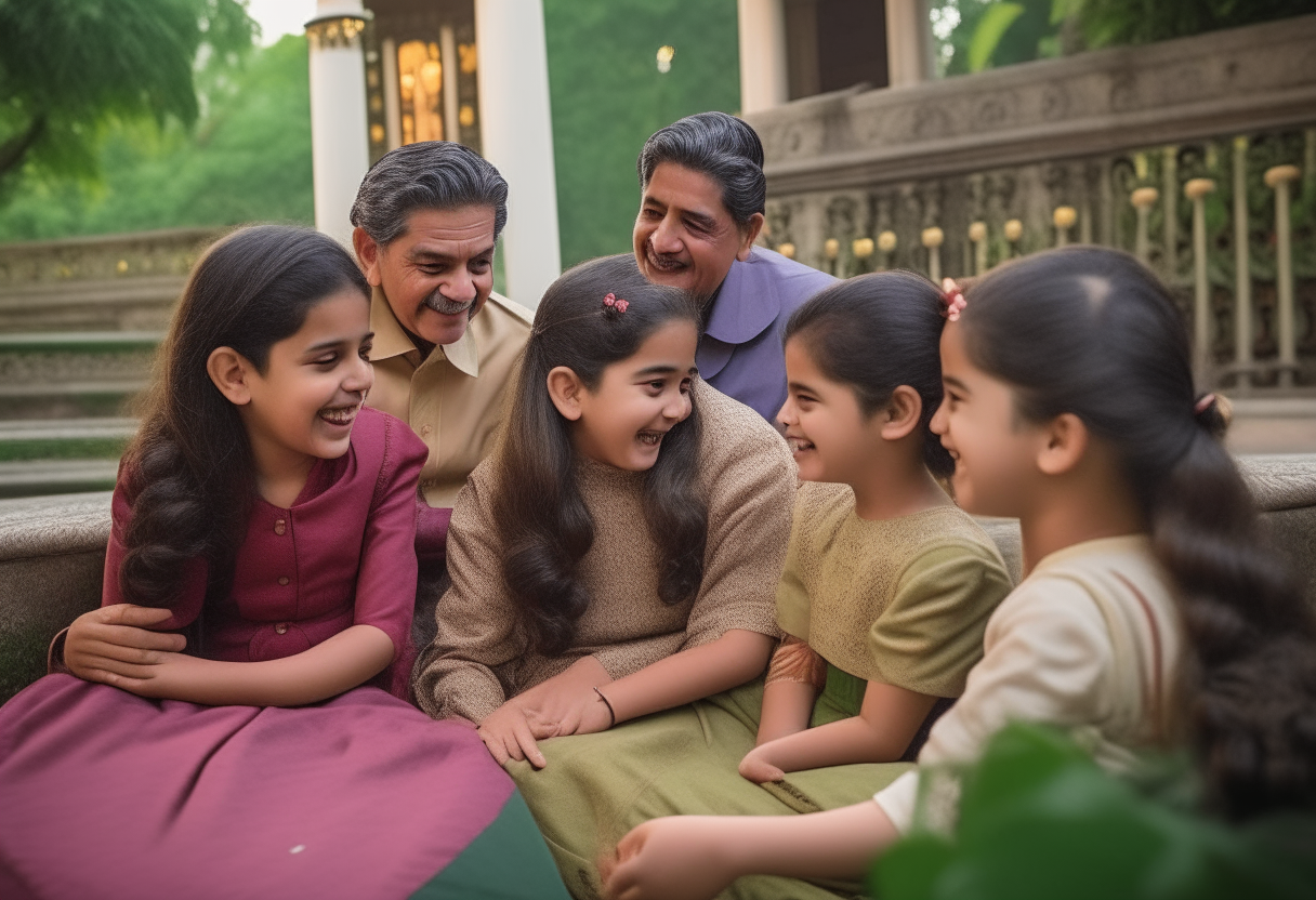 Family Bonding Moments: Show heartwarming scenes of the king interacting with his daughters, portraying their close relationship and the love they share. Include activities like playing in the palace gardens, sharing meals together, and laughing joyfully.