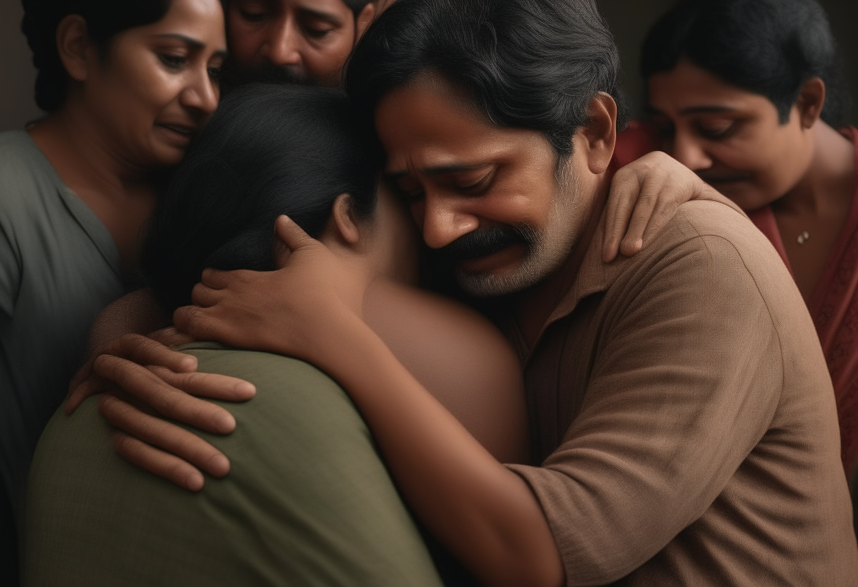 Build to a heartwarming climax as the family is reunited. Show their tearful embraces and expressions of forgiveness, emphasizing the strength of their bond despite the misunderstanding.