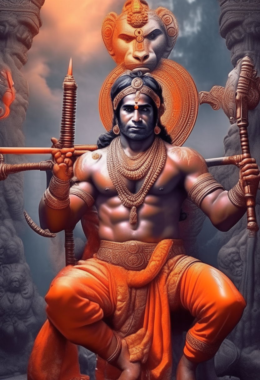 Jay Hanuman Gyan gun Sagar Jay kpiece trilok ujagar Ram doot Balram Anjani Putra pawansut Nama mahaveer Vikram Bajrangi Kanchan ke sath Bajra