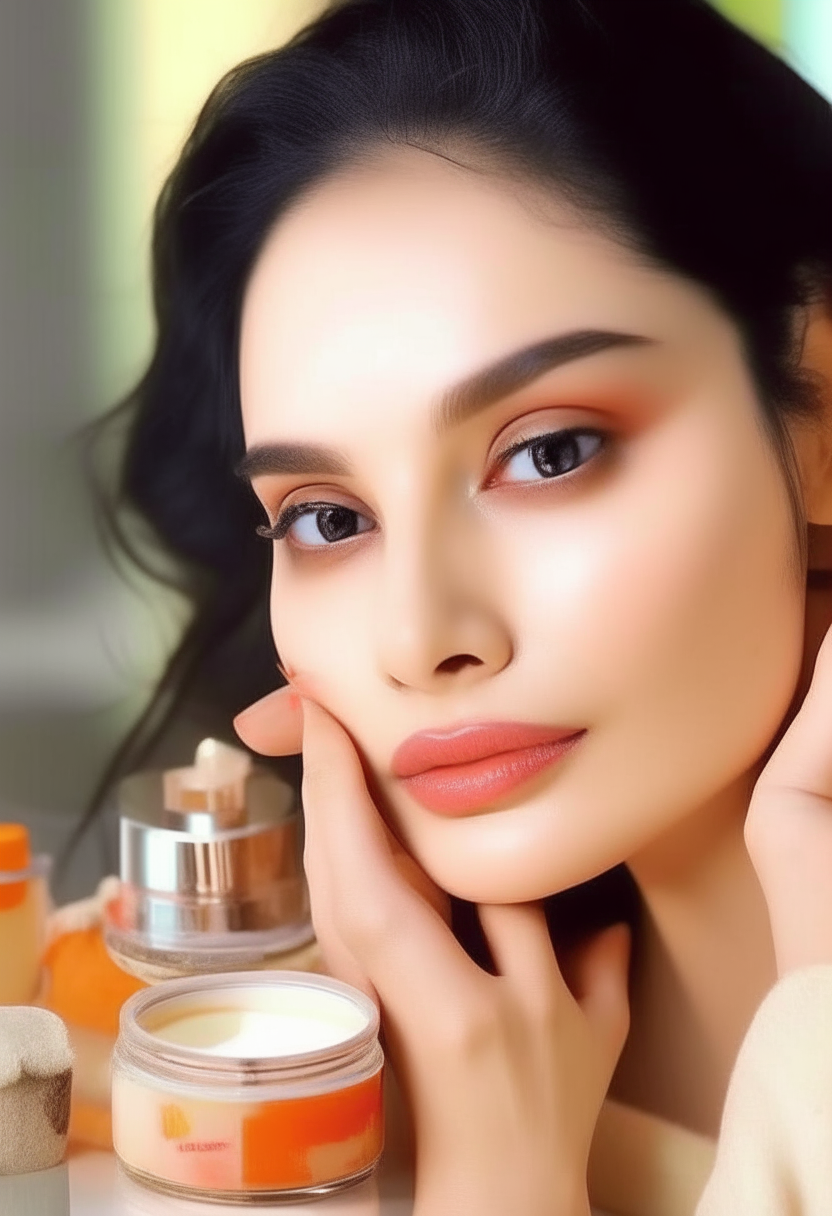 Ek 25 sal ki Bhartiya ladki jo ki apna makeup kar rahi hai uske hath mein daily skin perfect Naam ki cream rakhe hue jo ki pure organic cream hai apni friend ko karke Batla rahi hai