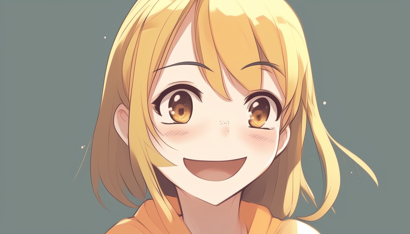 a girl is smiling,anime style