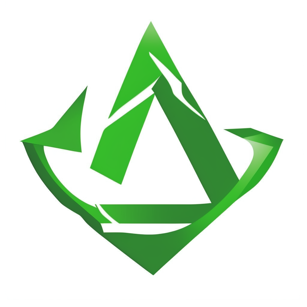 a stylized recycling logo with three chasing arrows in a triangle shape, green on white, vector