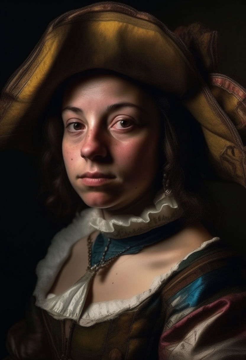 um soldado holandês do século 17 deitado no colo de uma mulher loira, ambos olhando um para o outro sorrindo, ao ar livre num engenho de cana de açúcar antigo de madeira retrato pintado a óleo