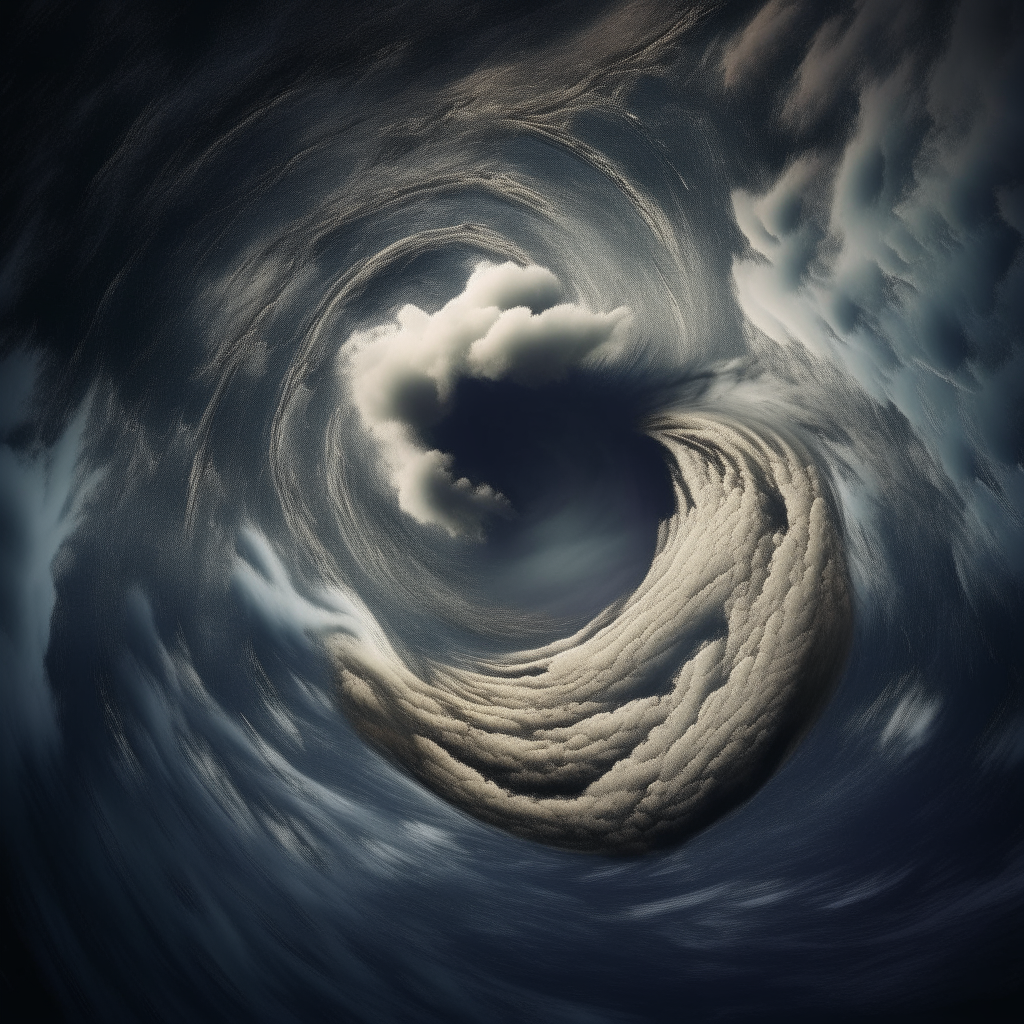a swirling storm of emotions representing the torment of guilt