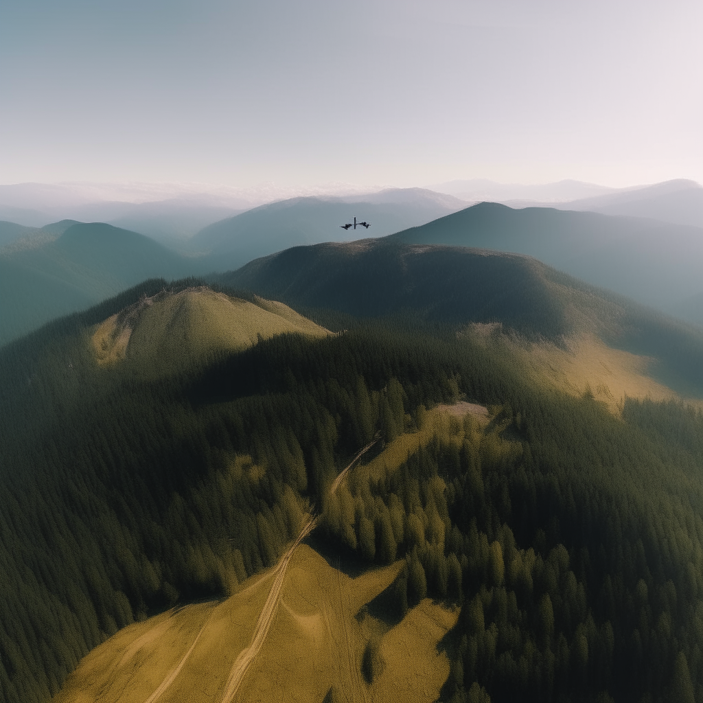 mountain landscape seen from above with a drone