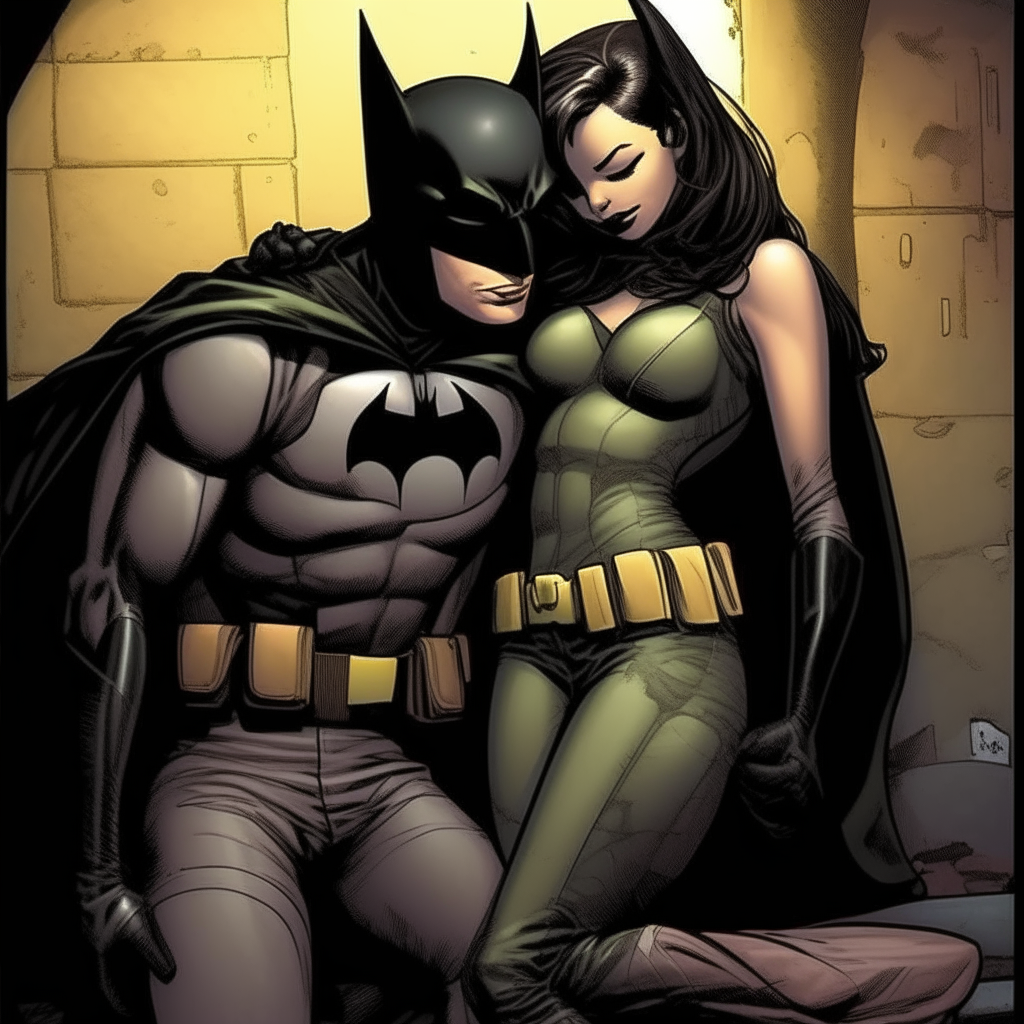 batman coje a catwoman, la pone mirando a la pared y la penetra por detras brutalmente mientras ella grita de placer y a la vez que se agarra uno de sus pechos descubiertos .nsfw
