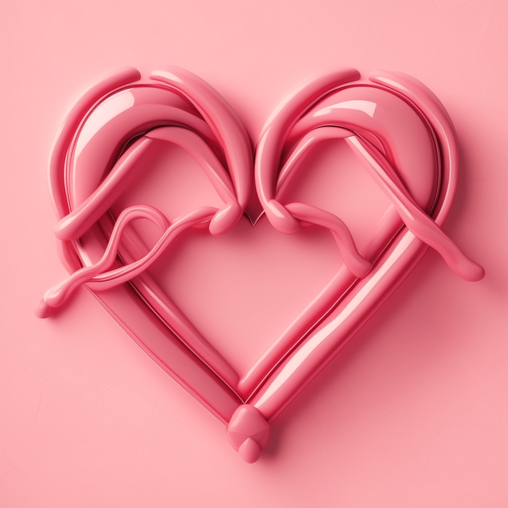 intertwined red hearts on a light pink background