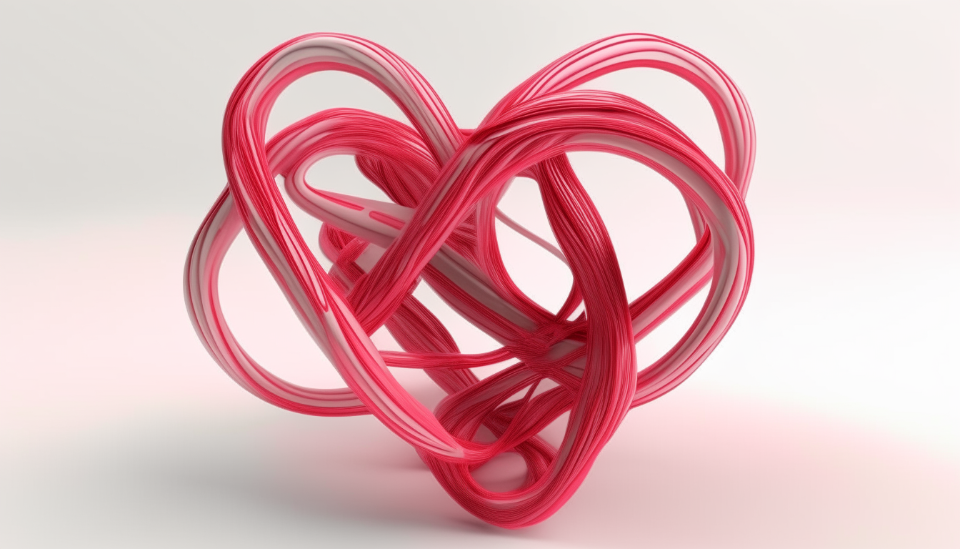 red and pink intertwined hearts