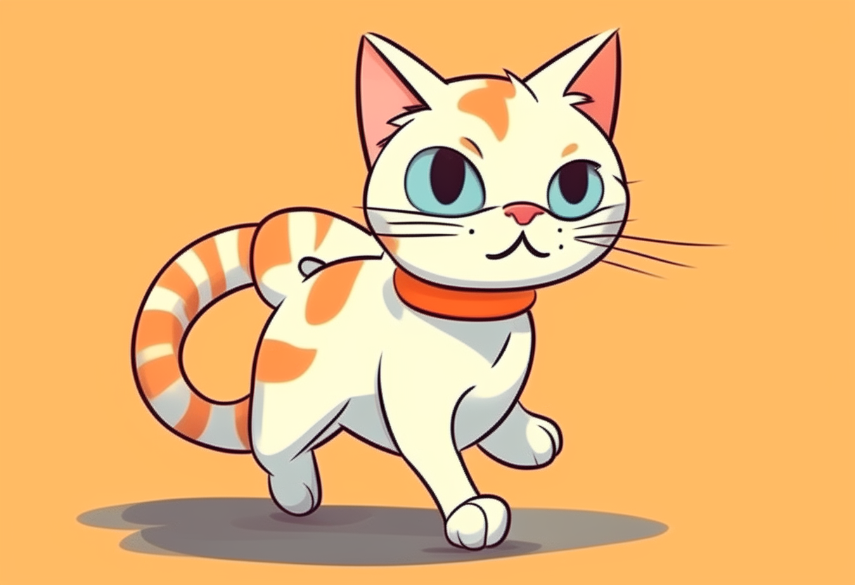 cartoon anmie style walking cat