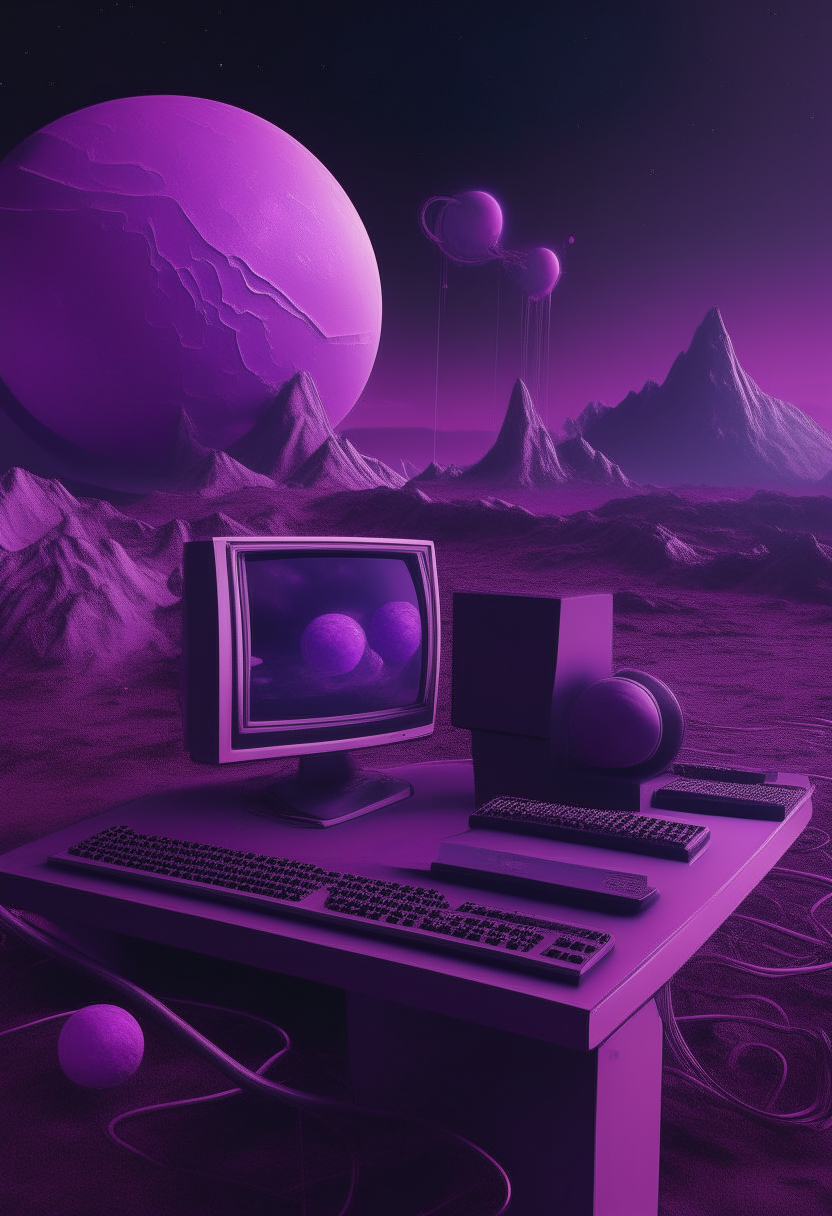 A purple terminal accessing files on alien planets