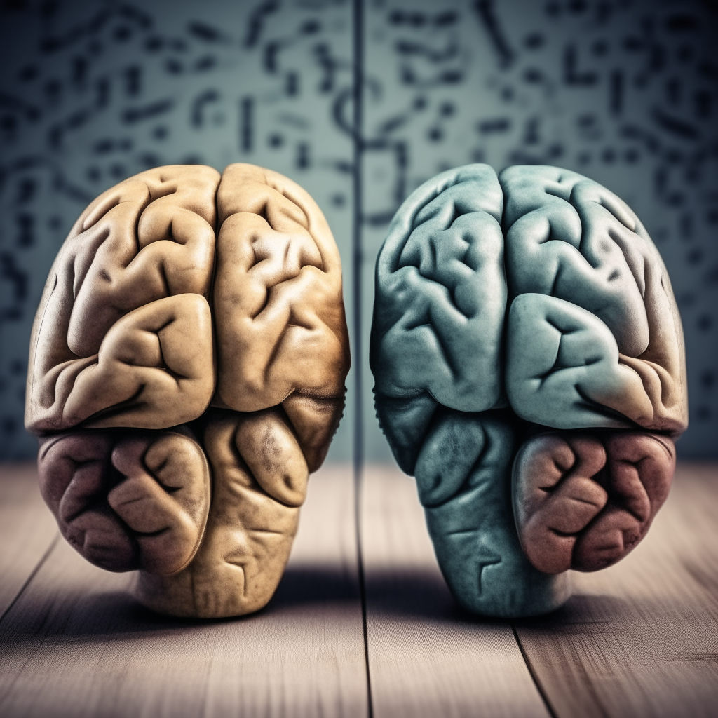 Image of two brains side-by-side: Representing their focus on individual differences and personality assessment.