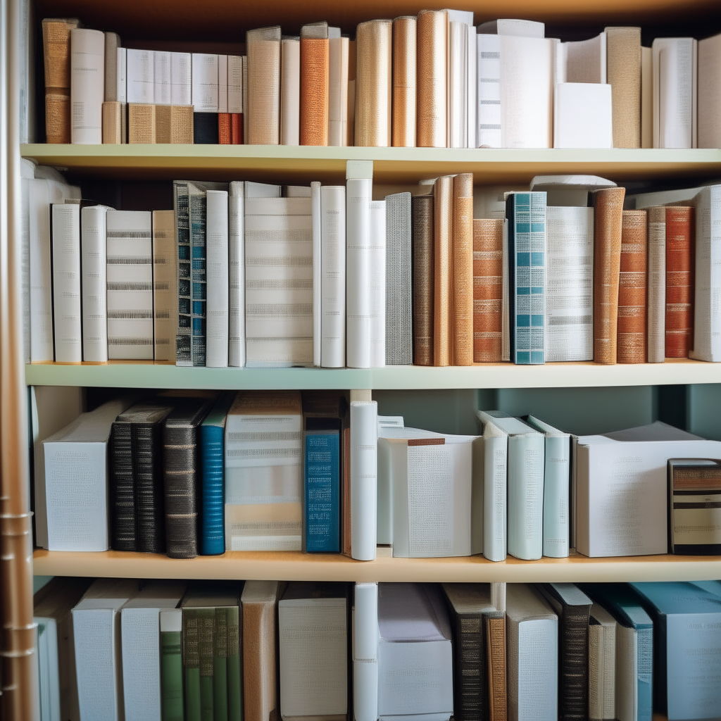 Image of a bookshelf with research papers: Demonstrating their emphasis on scientific methodology and data analysis.