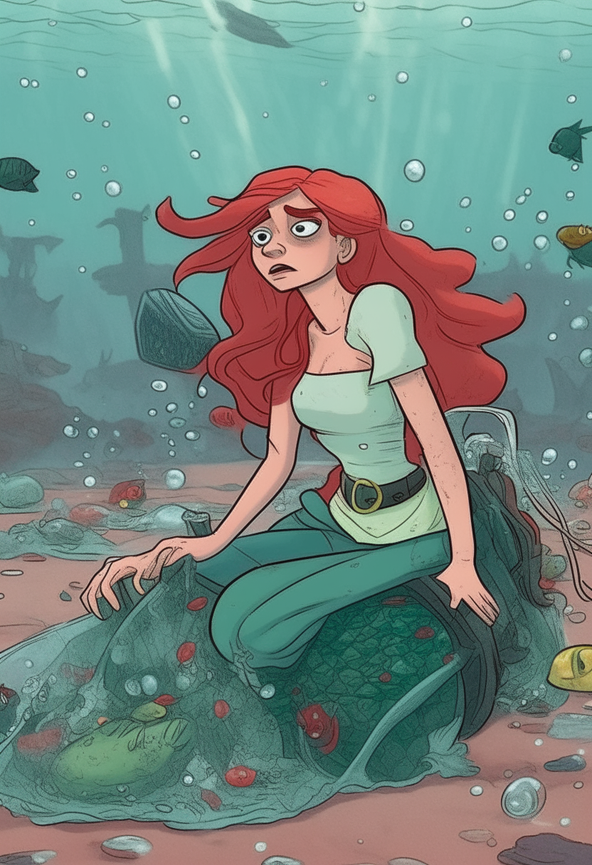 Ariel is injured due to polluted in the sea