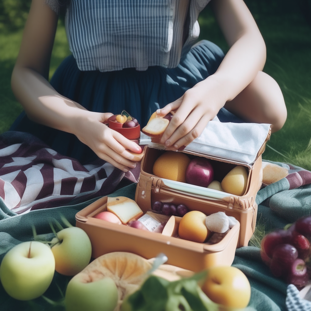 She packs a picnic lunch of sandwiches and fruit