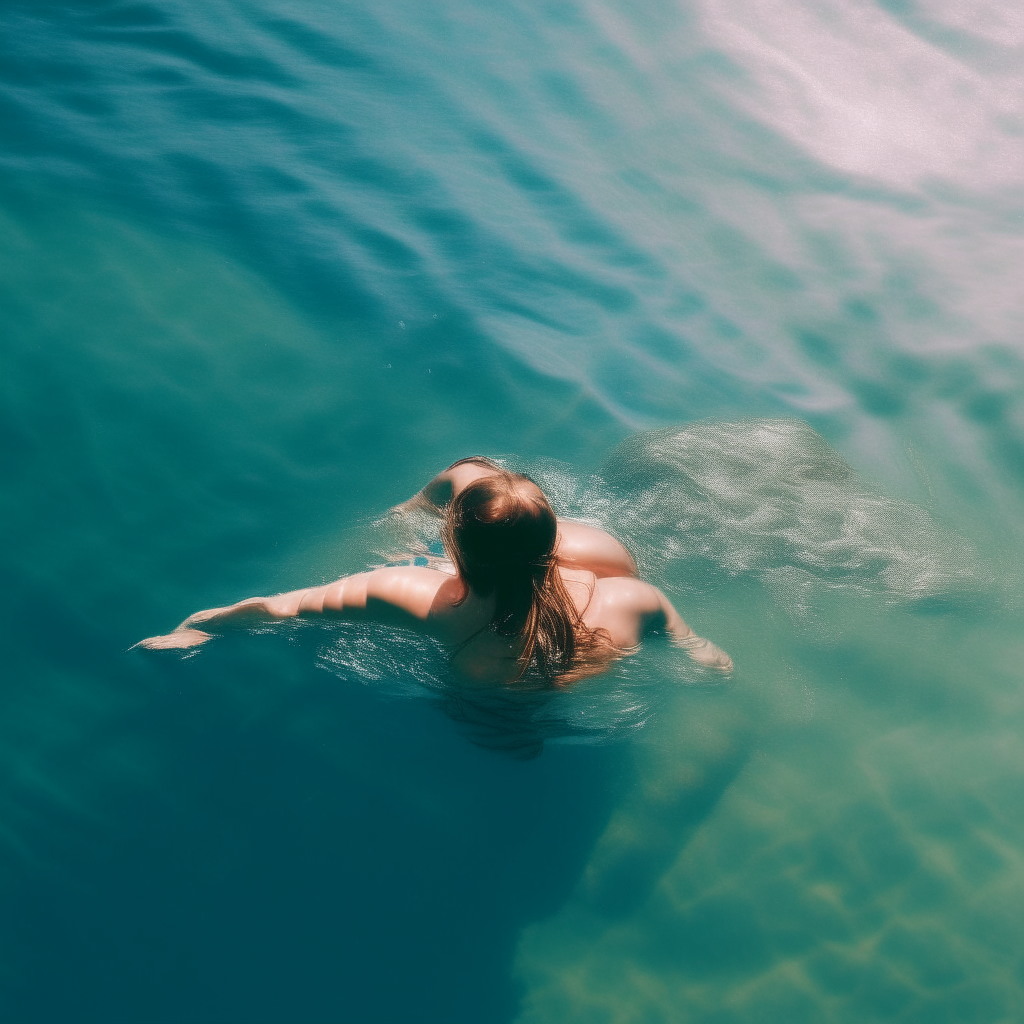 She swims out farther, floating on her back and feeling the sun